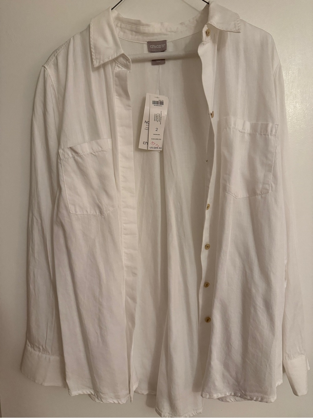 Chico's White No-Stain Denim Shirt